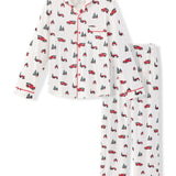 Men's Long Sleeve Pajama Set in Holiday Tree Farm