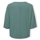 Back view of Women's Short Sleeve Boxy Tee in Pine on a white background