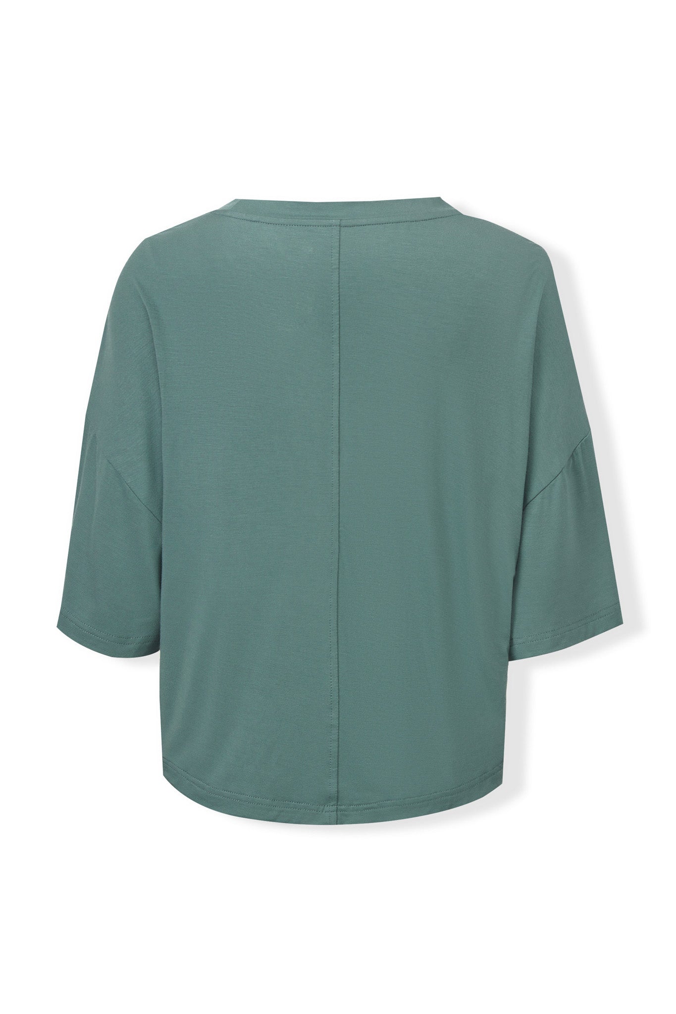 Back view of Women's Short Sleeve Boxy Tee in Pine on a white background