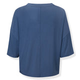 Back view of Women's Short Sleeve Boxy Tee in Oxford on a white background
