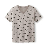 Women's Oversized V-Neck Tee in Bats print on a white background
