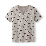 Women's Oversized V-Neck Tee in Bats print on a white background
