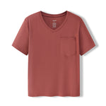 Women's Oversized V-Neck Tee in Ember on a white background