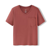 Women's Oversized V-Neck Tee in Ember on a white background