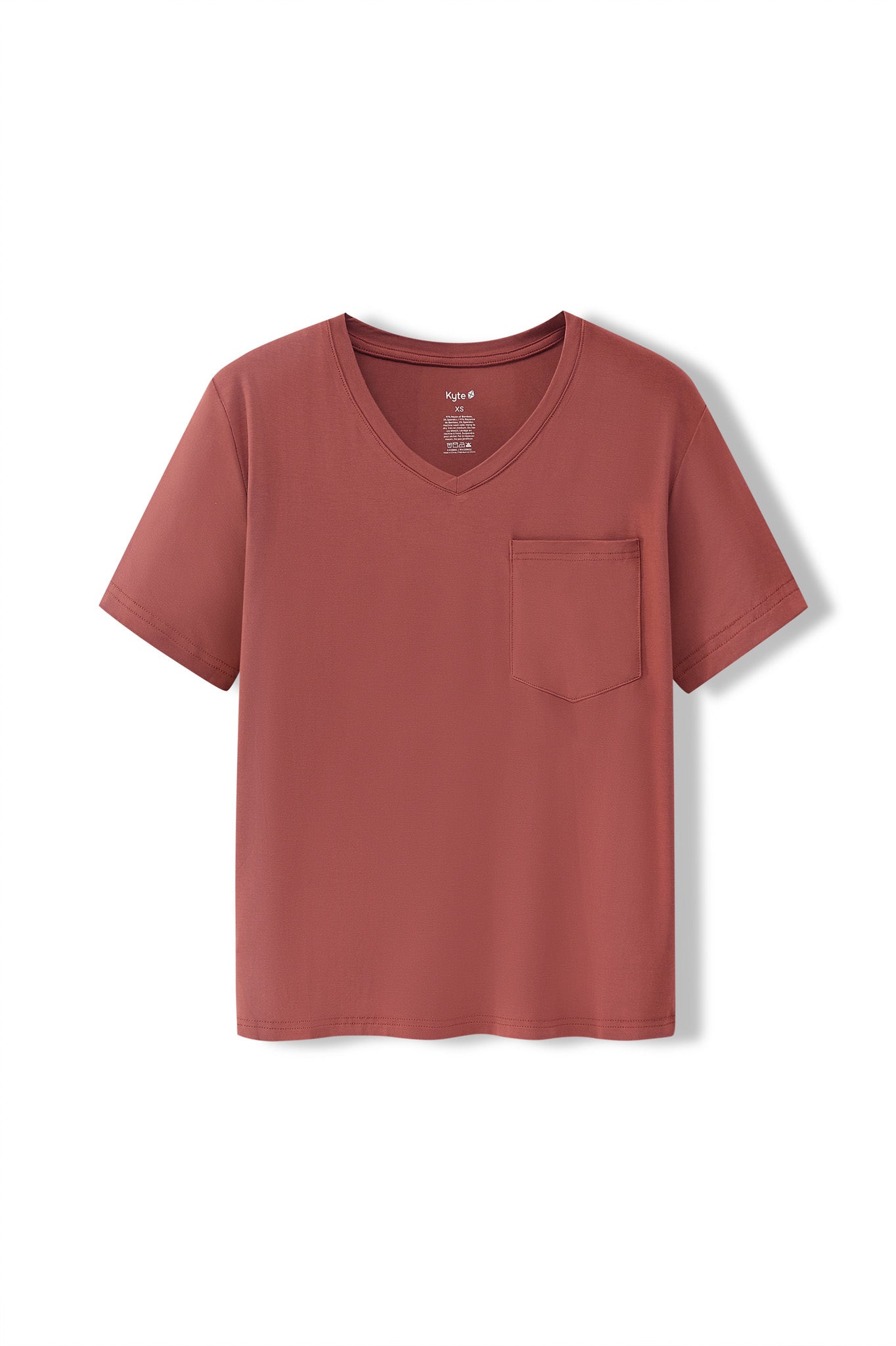 Women's Oversized V-Neck Tee in Ember on a white background