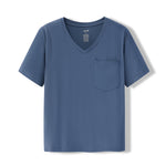 Women's Oversized V-Neck Tee in Oxford on a white background