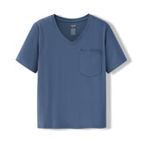 Women's Oversized V-Neck Tee in Oxford on a white background
