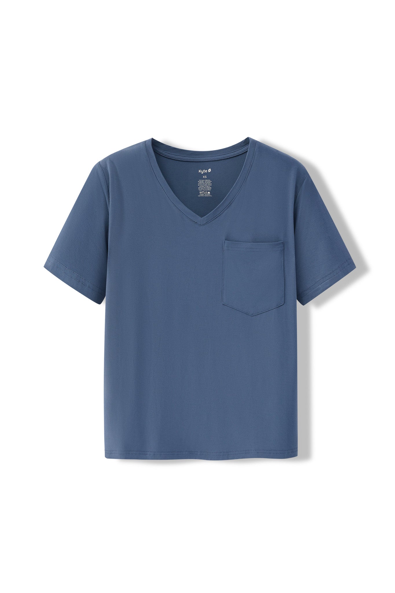 Women's Oversized V-Neck Tee in Oxford on a white background