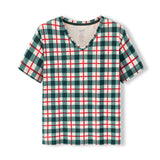 Women's Oversized V-Neck Tee in Holiday Plaid