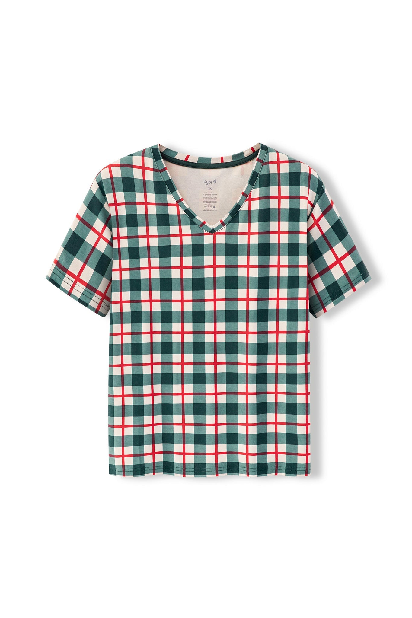 Women's Oversized V-Neck Tee in Holiday Plaid