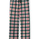 Lounge pant in holiday plaid laying flat
