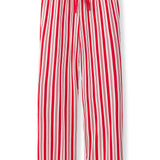 Women's Lounge Pants in red and white Peppermint Stripes print on a white background