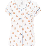 Flat lay of front of Women's Short Sleeve Pajama Set in Teddy Bear