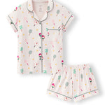 Women's Short Sleeve Pajama Set in Pickleball print on a white background