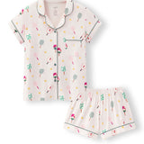 Women's Short Sleeve Pajama Set in Pickleball print on a white background