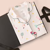 Women's Short Sleeve Pajama Set in Pickleball packed in a box on a beige background