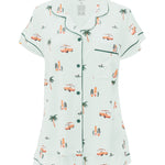 Front of Women's Short Sleeve Pajama Set in Dew Surf