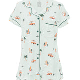 Front of Women's Short Sleeve Pajama Set in Dew Surf