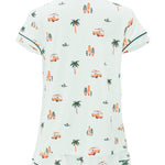 Back of Women's Short Sleeve Pajama Set in Dew Surf