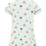 Back of Women's Short Sleeve Pajama Set in Dew Surf