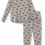 Women's Jogger Pajama Set in Bats print on a white background