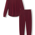 Women's Jogger Pajama Set in Burgundy on a white background