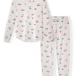 Women's Jogger Pajama Set in Vanilla Mahjong print on white background