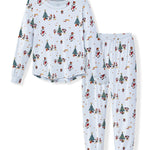 Women's Jogger Pajama Set in Mickey & Friends Christmas print on a white background
