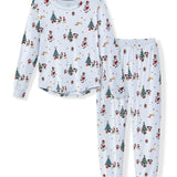 Women's Jogger Pajama Set in Mickey & Friends Christmas print on a white background