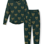 Women's Jogger Pajama Set in Mickey Christmas Wreath print on a white background