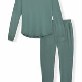 Women's Jogger Pajama Set in Pine on a white background