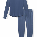 Women's Jogger Pajama Set in Oxford on a white background