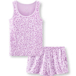 Women's Tank Set in Thistle Leopard print on white background