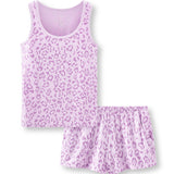 Women's Tank Set in Thistle Leopard print on white background