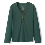Women's Long Sleeve Henley Tee in Cypress