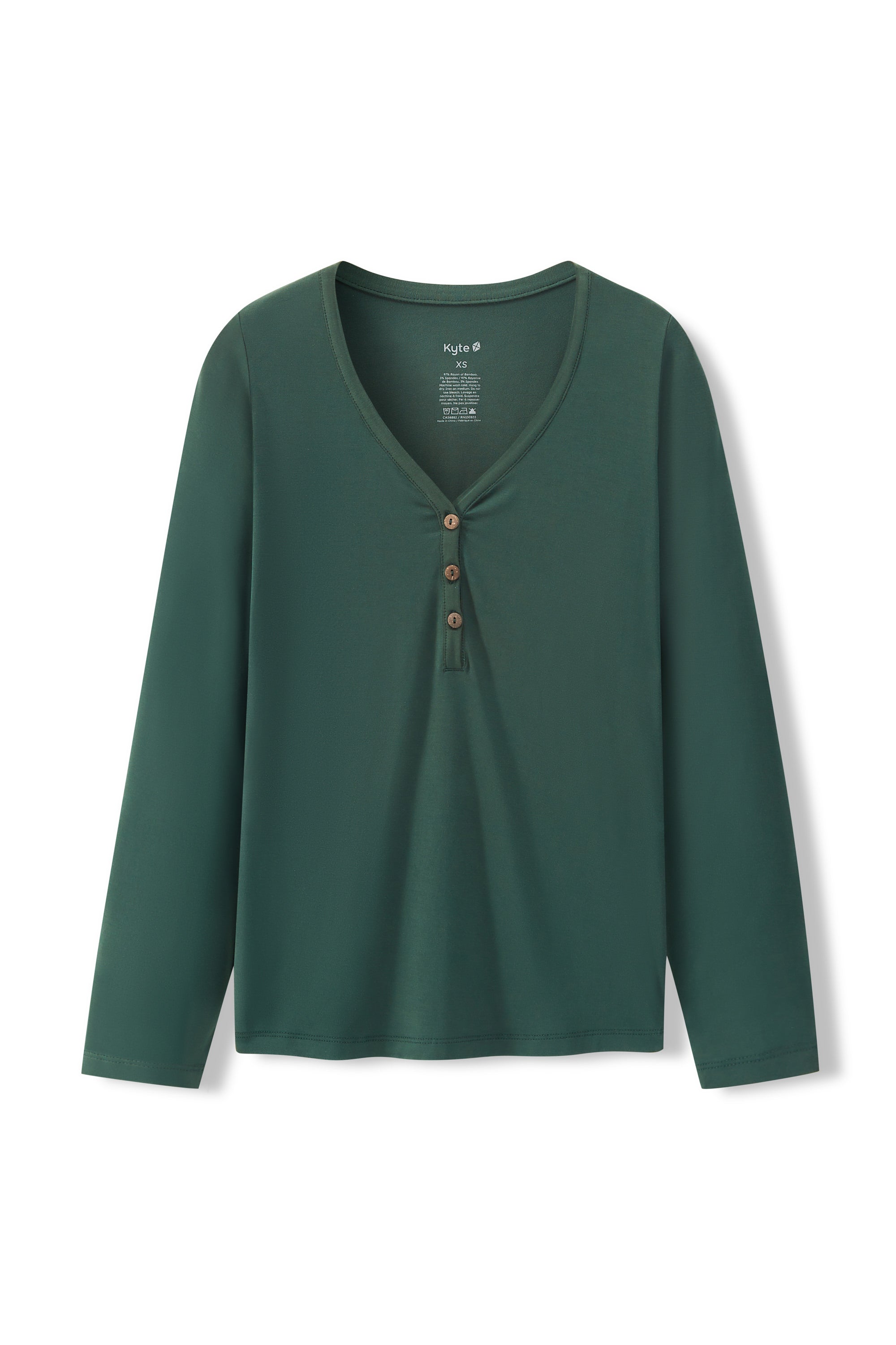 Women's Long Sleeve Henley Tee in Cypress