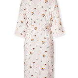 Back side of Women's Kimono Robe with Book Club print on a white background