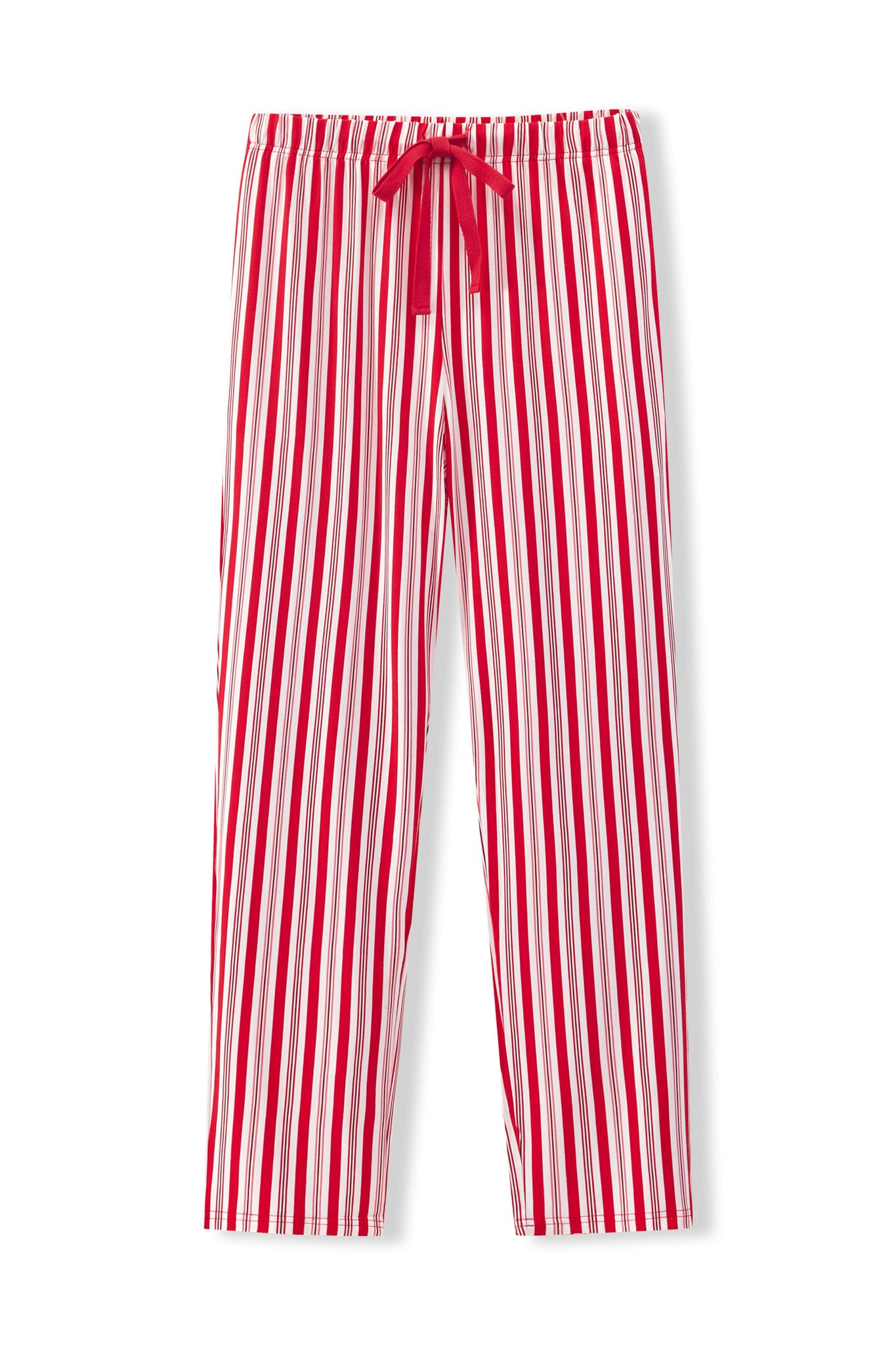 Men's Lounge Pants in red and white Peppermint Stripes print on a white background
