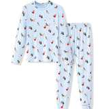Blue Men's Jogger Set in Holiday Pups print on a white background