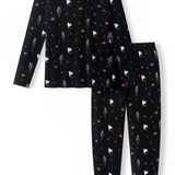 Black Men's Jogger Set in Halloween Friends print on a white background