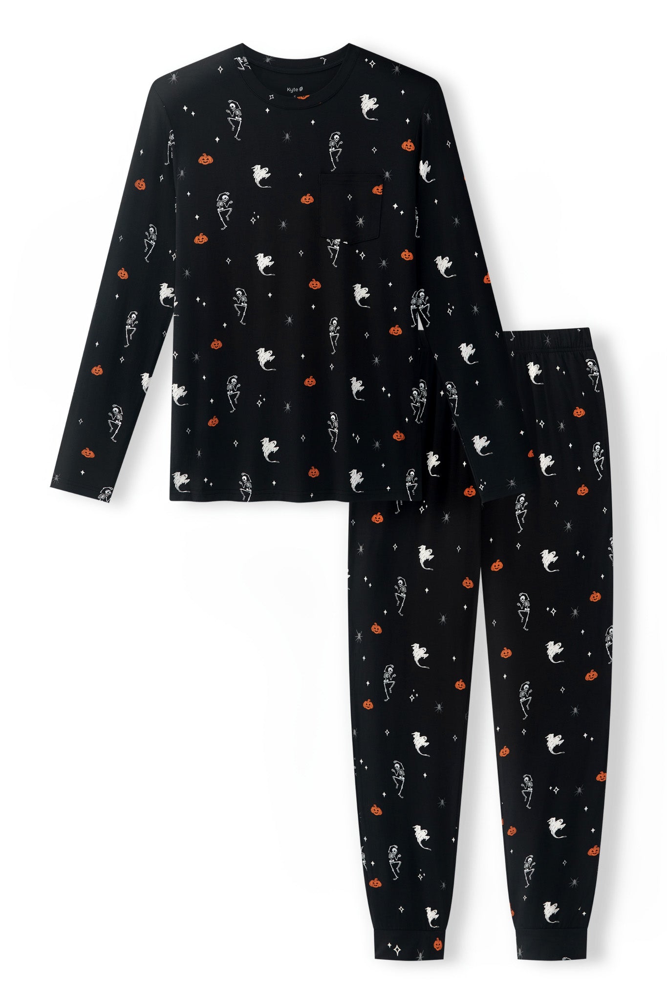 Black Men's Jogger Set in Halloween Friends print on a white background