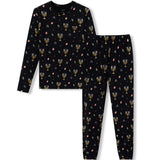Black Men's Jogger Set in Hanukkah Nights print on a white background