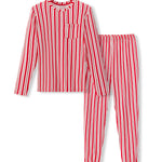 Men's Jogger Set in red and white Peppermint Stripes print on a white background