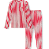 Men's Jogger Set in red and white Peppermint Stripes print on a white background