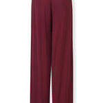 Back view of Women's Wide Leg Pant in Burgundy on a white background