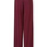 Back view of Women's Wide Leg Pant in Burgundy on a white background