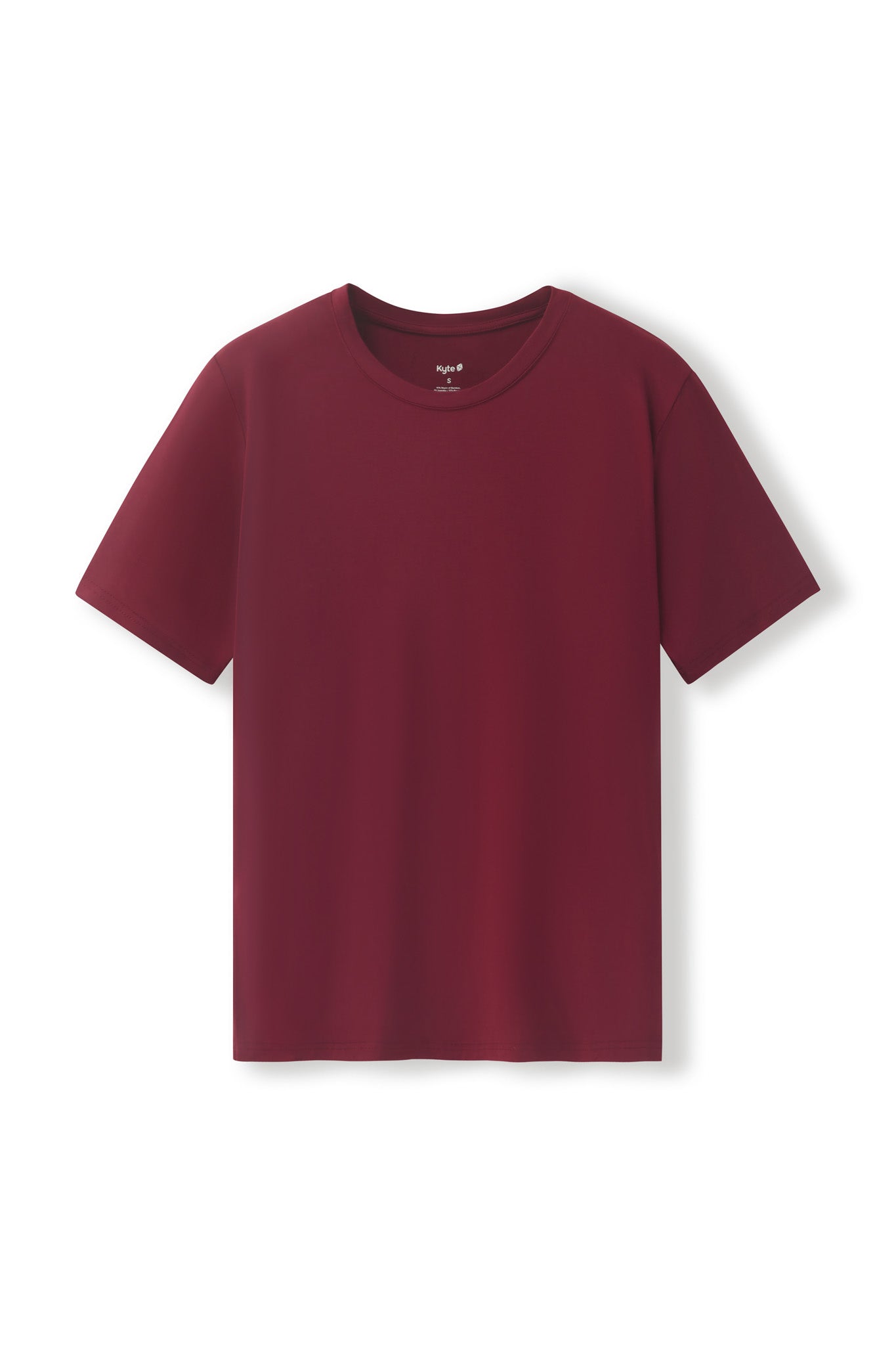 Men's Crew Neck Tee in Burgundy on a white background