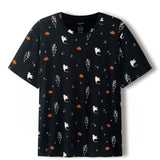 Black Men's Crew Neck Tee in Halloween Friends print on a white background
