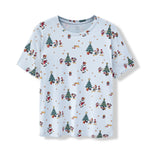 Men's Crew Neck Tee in Mickey & Friends Christmas print on a white background
