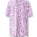 Back side of Women’s Biker Short Set in Thistle Leopard print on white background